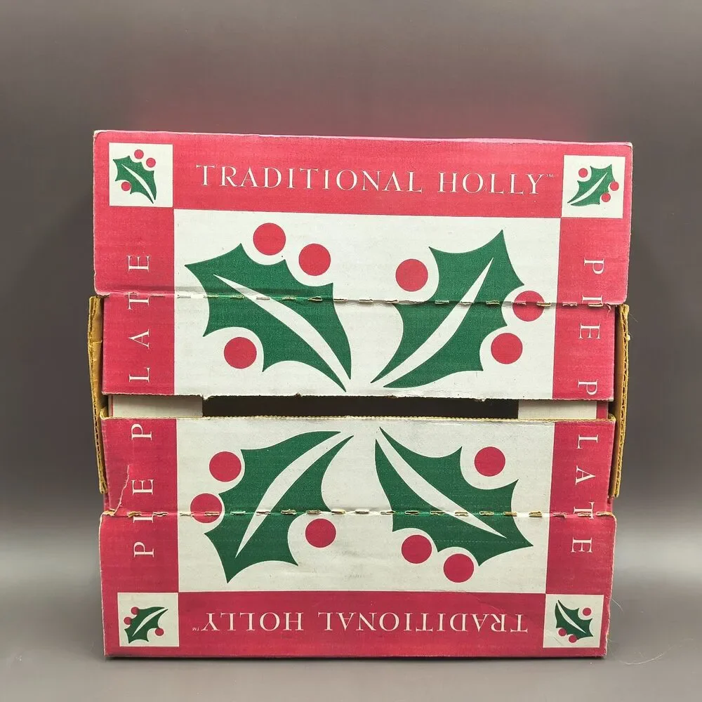 Vintage 1994 Longaberger Pottery Traditional Holly 10” Pie Plate 31381 Unused